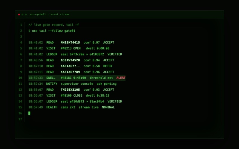 The Console: live yard board with dwell clocks and alerts